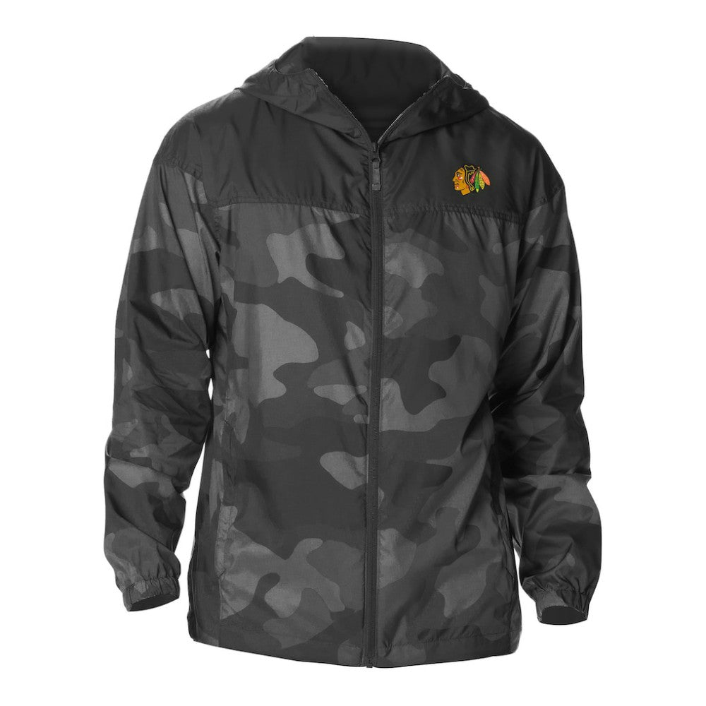NHL Black Chicago Blackhawks Columbia Camo Flash Challenger Omni-Shade Full-Zip Hoodie Windbreaker