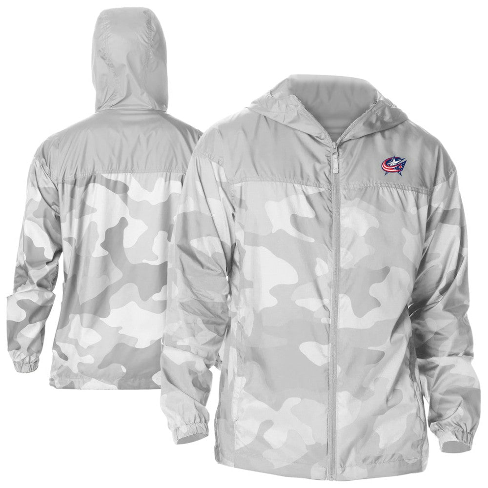 NHL Gray Columbus Blue Jackets Columbia Camo Flash Challenger Omni-Shade Full-Zip Hoodie Windbreaker