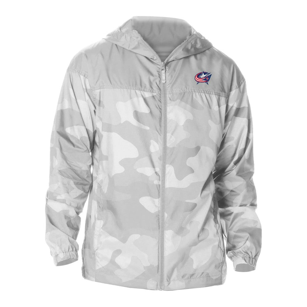 NHL Gray Columbus Blue Jackets Columbia Camo Flash Challenger Omni-Shade Full-Zip Hoodie Windbreaker