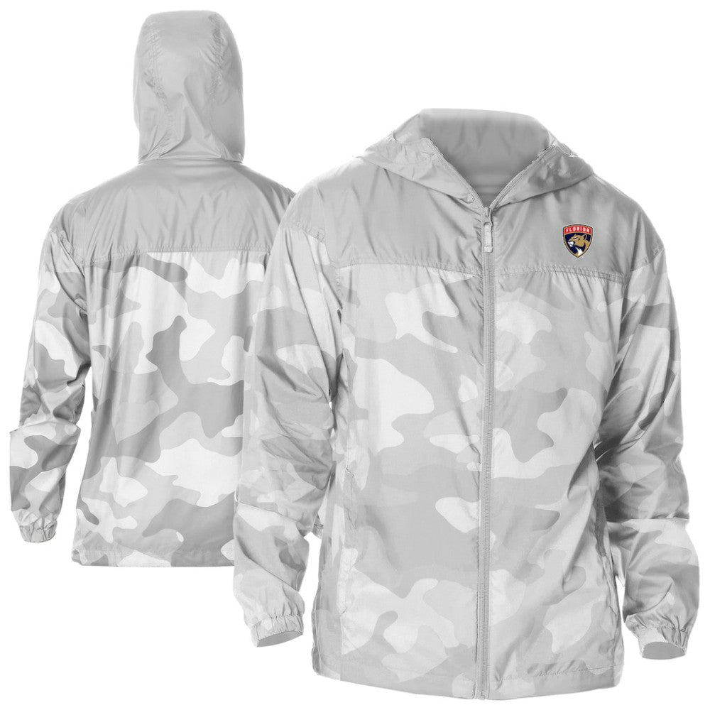 NHL White Florida Panthers Columbia Camo Flash Challenger Omni-Shade Full-Zip Hoodie Windbreaker