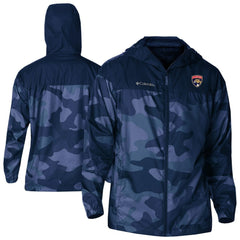 NHL Navy Florida Panthers Columbia Camo Flash Challenger Omni-Shade Full-Zip Hoodie Windbreaker