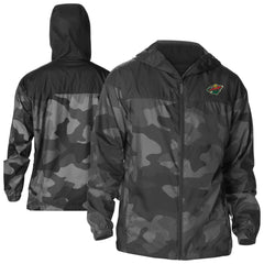 NHL Black Minnesota Wild Columbia Camo Flash Challenger Omni-Shade Full-Zip Hoodie Windbreaker