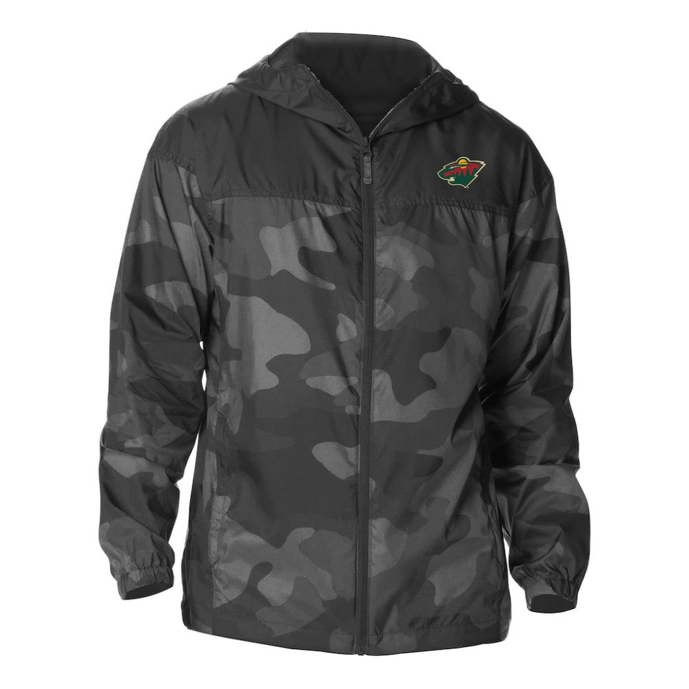 NHL Black Minnesota Wild Columbia Camo Flash Challenger Omni-Shade Full-Zip Hoodie Windbreaker