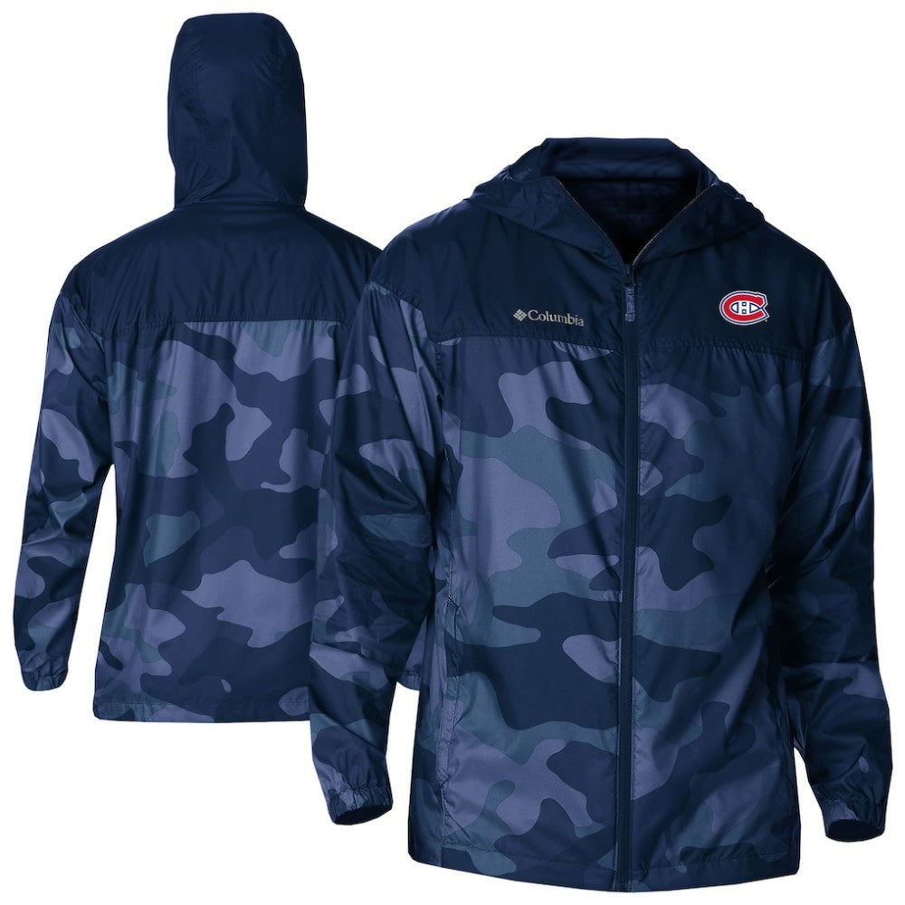NHL Navy Montreal Canadiens Columbia Camo Flash Challenger Omni-Shade Full-Zip Hoodie Windbreaker