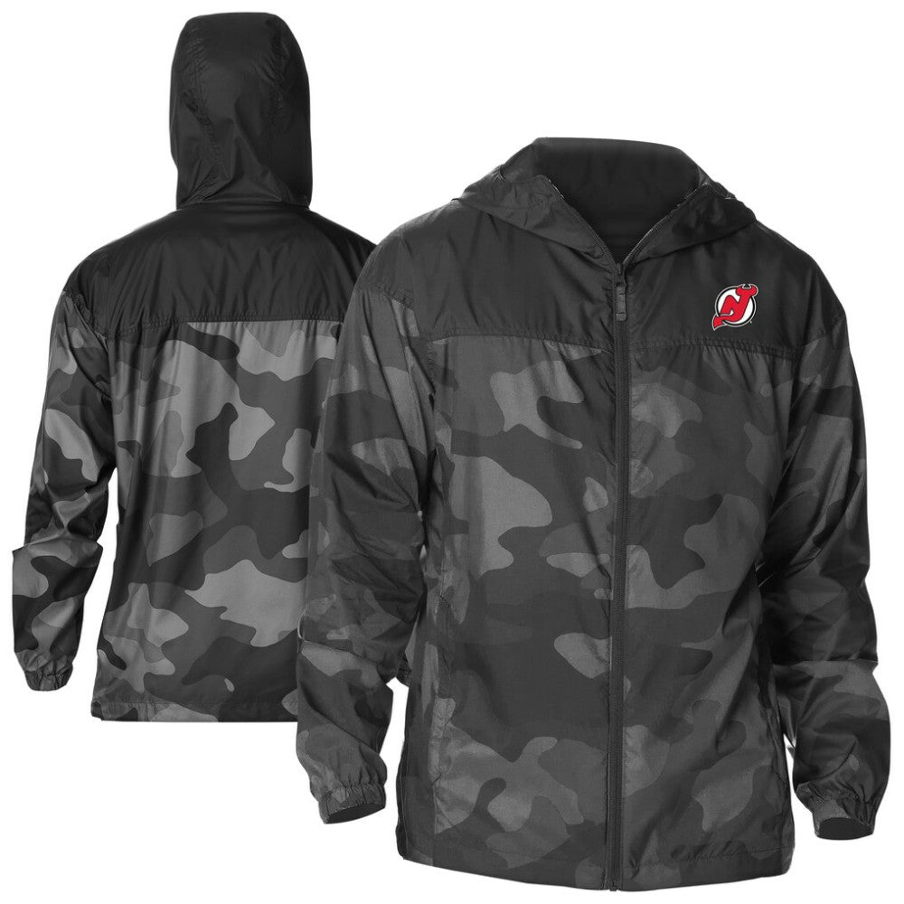 NHL Black New Jersey Devils Columbia Camo Flash Challenger Omni-Shade Full-Zip Hoodie Windbreaker