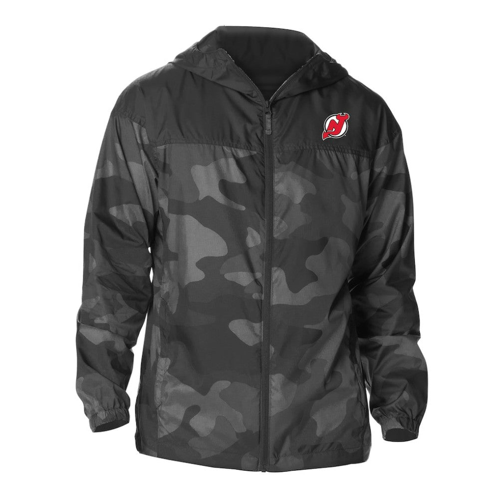 NHL Black New Jersey Devils Columbia Camo Flash Challenger Omni-Shade Full-Zip Hoodie Windbreaker