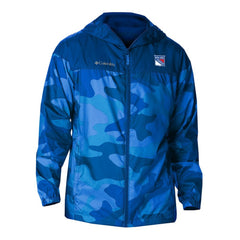 NHL Blue New York Rangers Columbia Camo Flash Challenger Omni-Shade Full-Zip Hoodie Windbreaker