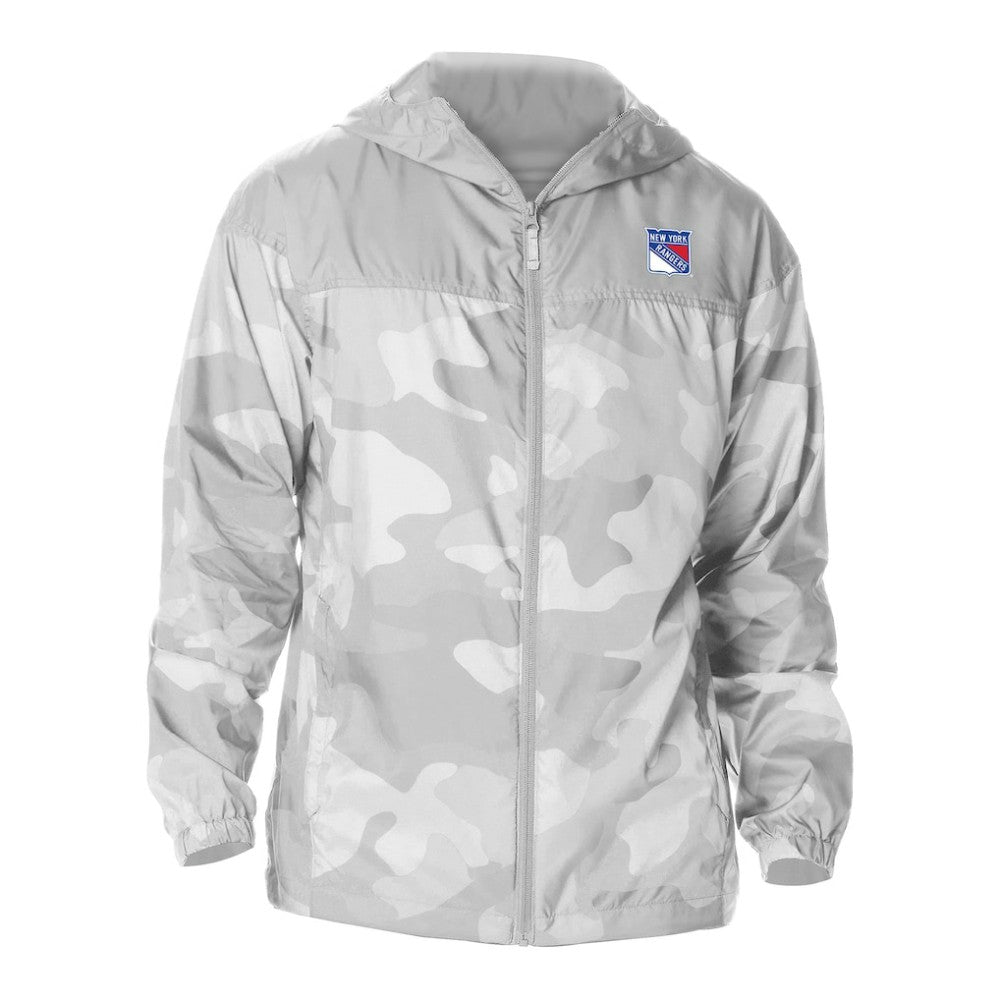 NHL Gray New York Rangers Columbia Camo Flash Challenger Omni-Shade Full-Zip Hoodie Windbreaker