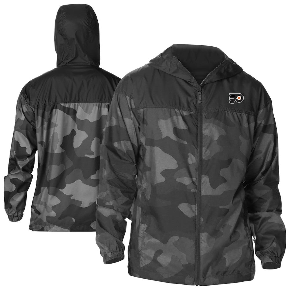NHL Black Philadelphia Flyers Columbia Camo Flash Challenger Omni-Shade Full-Zip Hoodie Windbreaker