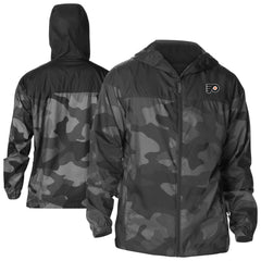 NHL Black Philadelphia Flyers Columbia Camo Flash Challenger Omni-Shade Full-Zip Hoodie Windbreaker
