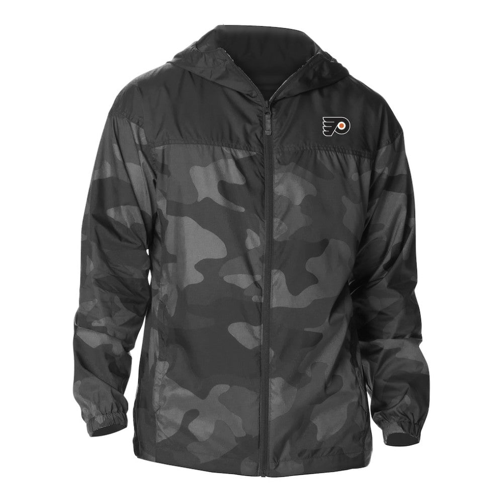 NHL Black Philadelphia Flyers Columbia Camo Flash Challenger Omni-Shade Full-Zip Hoodie Windbreaker
