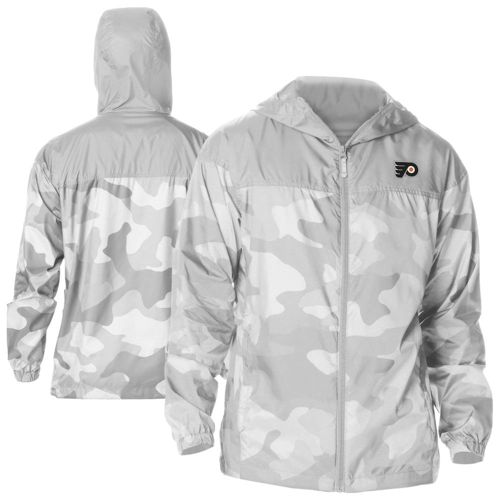 NHL Gray Philadelphia Flyers Columbia Camo Flash Challenger Omni-Shade Full-Zip Hoodie Windbreaker