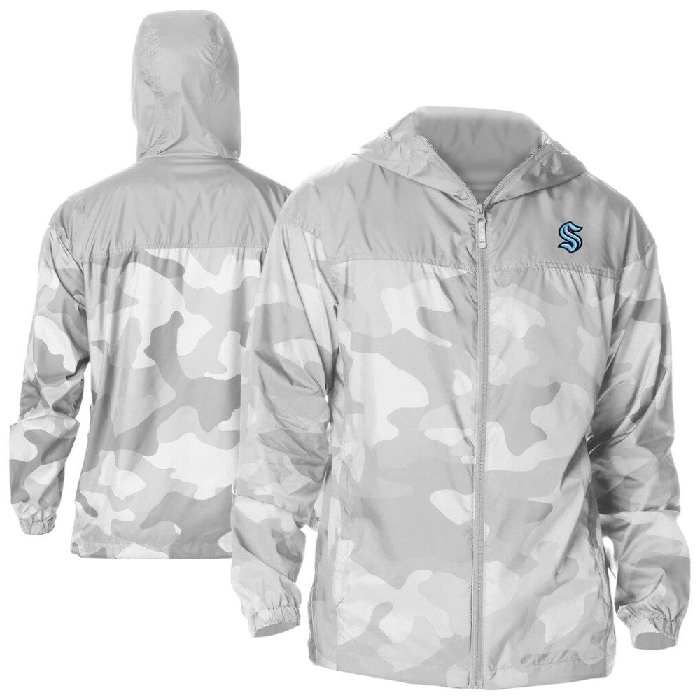 NHL Gray Seattle Kraken Columbia Camo Flash Challenger Omni-Shade Full-Zip Hoodie Windbreaker