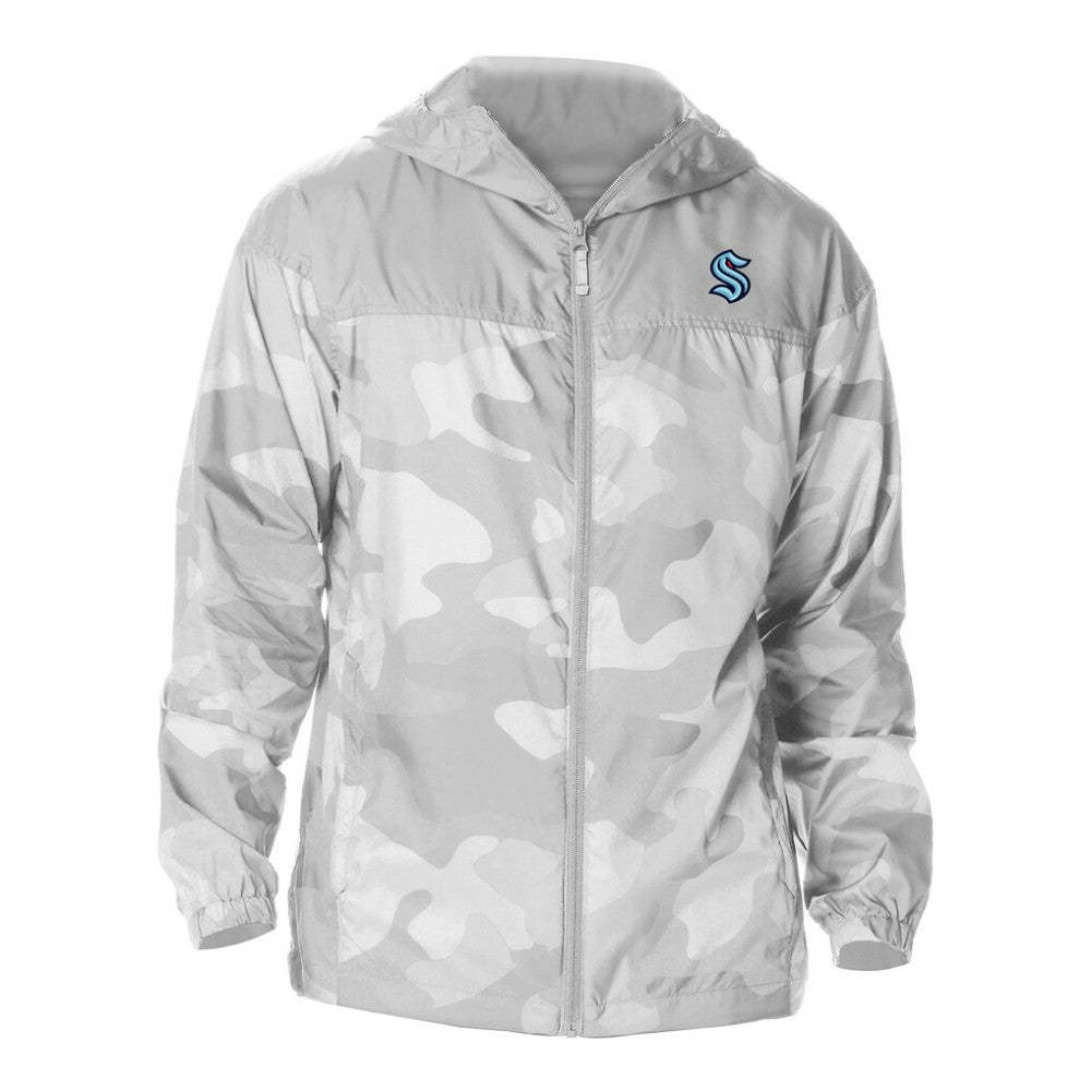 NHL Gray Seattle Kraken Columbia Camo Flash Challenger Omni-Shade Full-Zip Hoodie Windbreaker