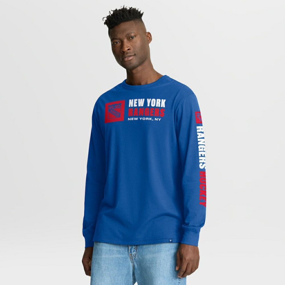 NHL Blue New York Rangers Fanatics Goal Crease Legacy Long Sleeve T-Shirt