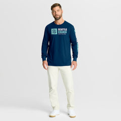 NHL Navy Seattle Kraken Fanatics Goal Crease Legacy Long Sleeve T-Shirt