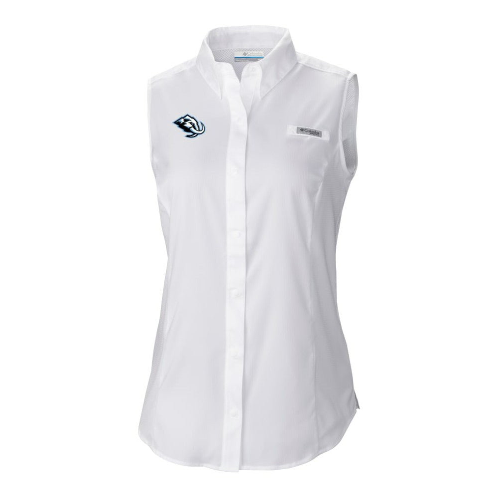 NHL White Utah Mammoth Columbia Women's Tamiami Omni-Shade Sleeveless Button-Up Shirt