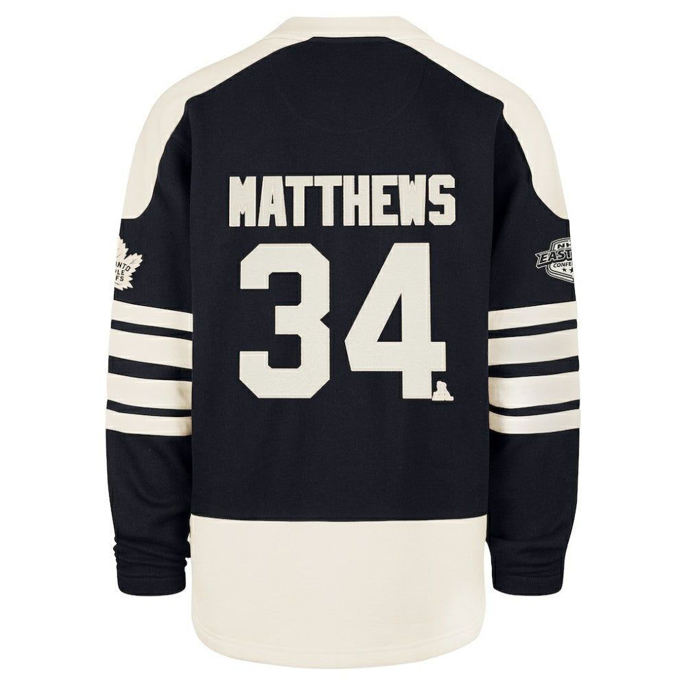 NHL Navy Auston Matthews Toronto Maple Leafs '47 Player Name & Number Sweep Check Eternal Lacer Sweatshirt