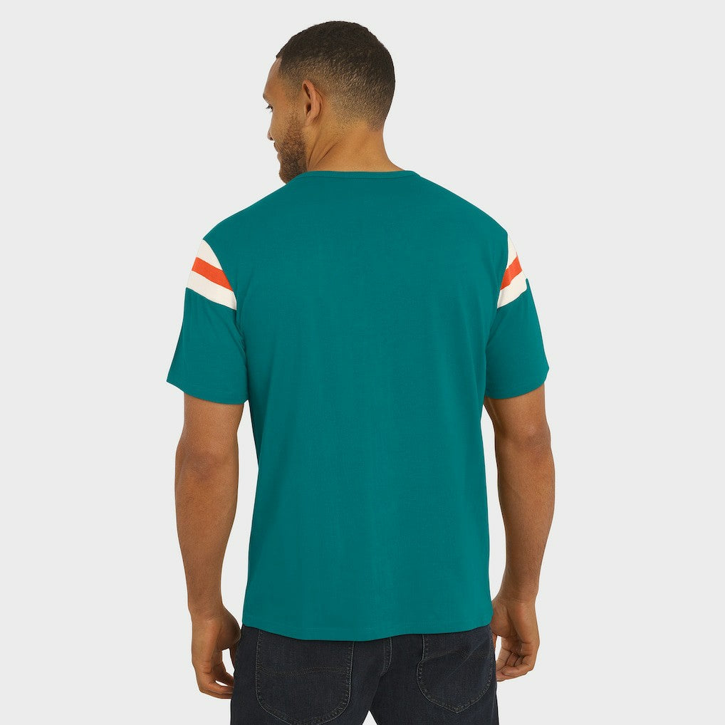 Darius Rucker Collection Distressed Throwback Shoulder Stripe T-Shirt - Miami Dolphins