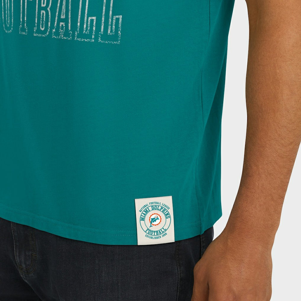 Darius Rucker Collection Distressed Throwback Shoulder Stripe T-Shirt - Miami Dolphins