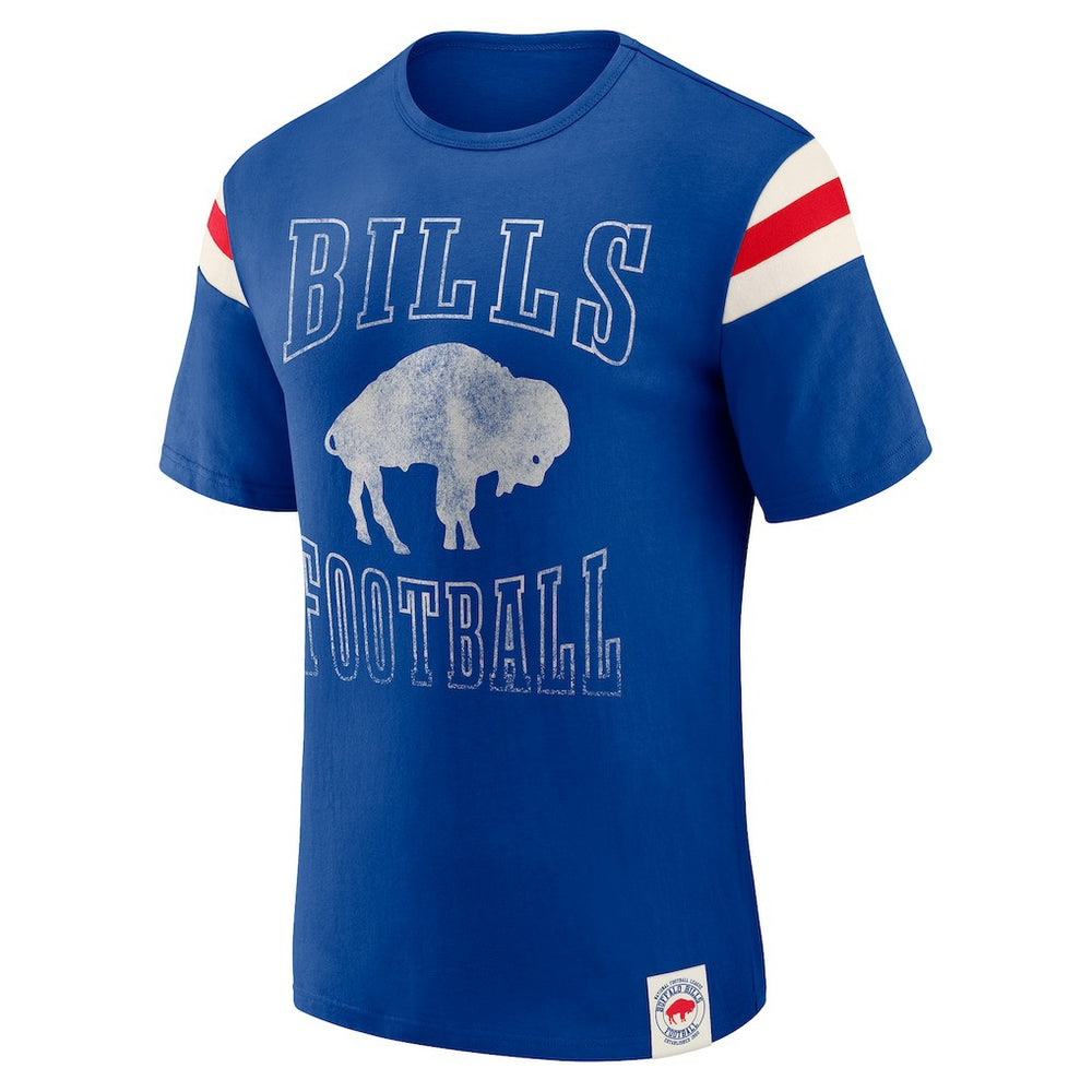 Darius Rucker Collection Distressed Throwback Shoulder Stripe T-Shirt - Buffalo Bills