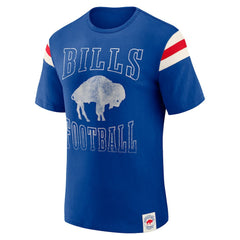 Darius Rucker Collection Distressed Throwback Shoulder Stripe T-Shirt - Buffalo Bills