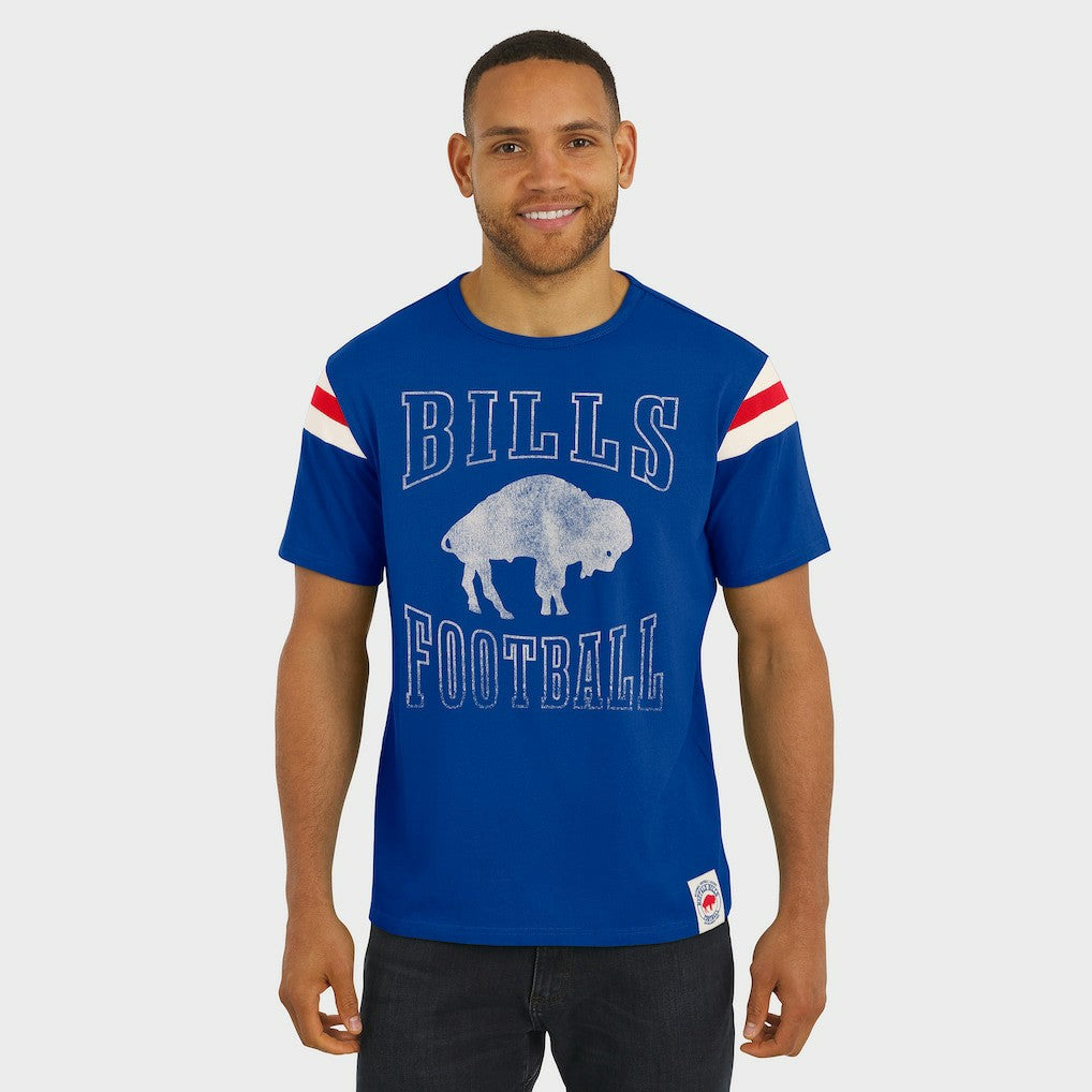Darius Rucker Collection Distressed Throwback Shoulder Stripe T-Shirt - Buffalo Bills