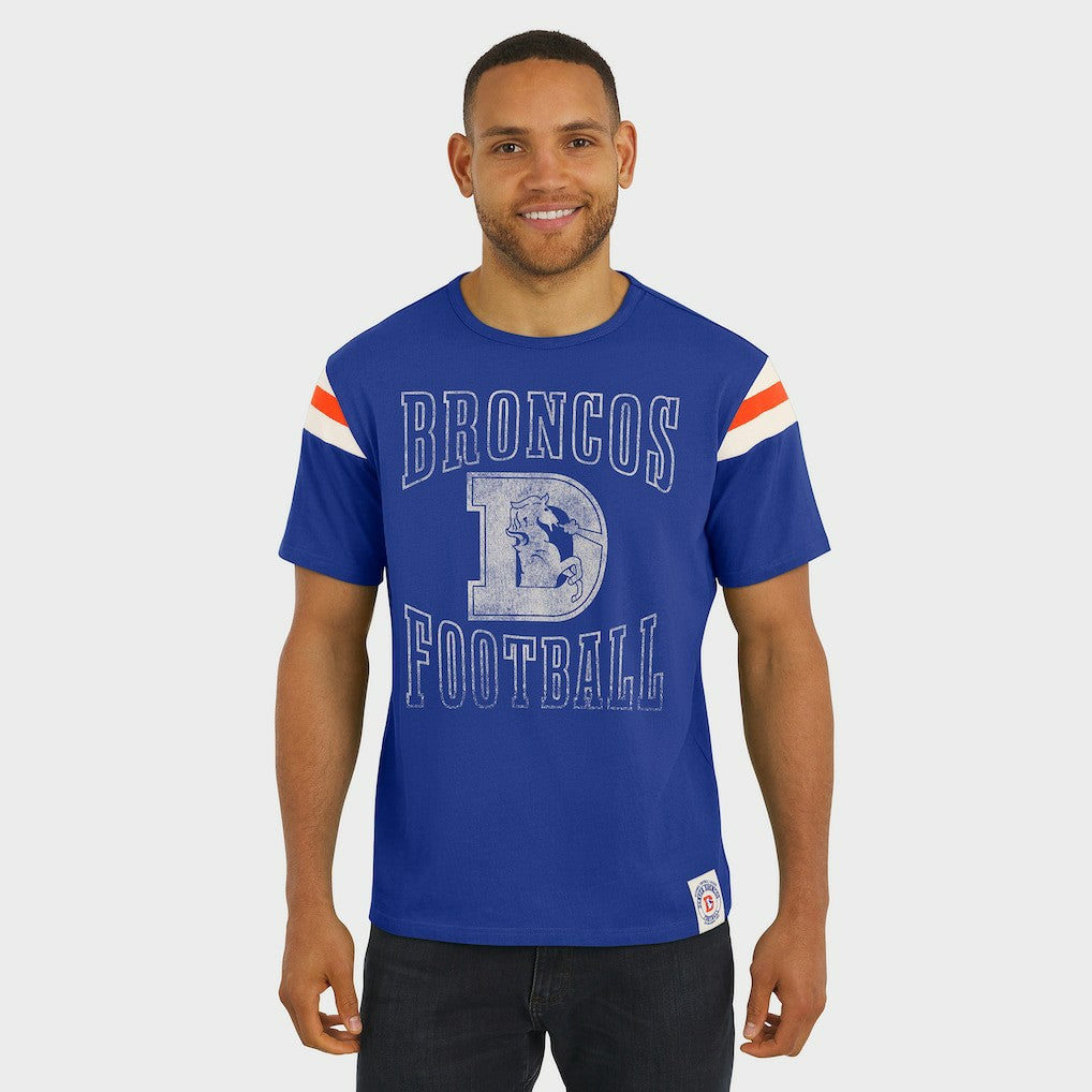 Darius Rucker Collection Distressed Throwback Shoulder Stripe T-Shirt - Denver Broncos