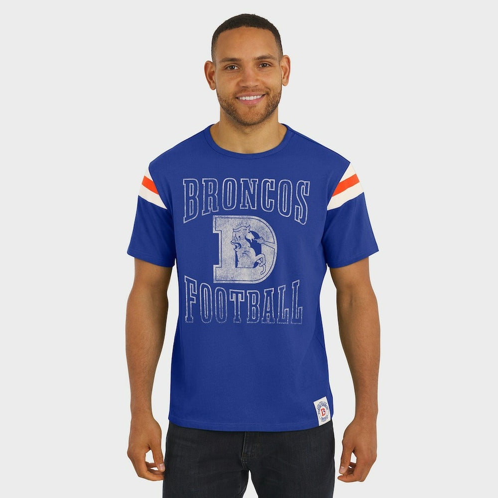 Darius Rucker Collection Distressed Throwback Shoulder Stripe T-Shirt - Denver Broncos