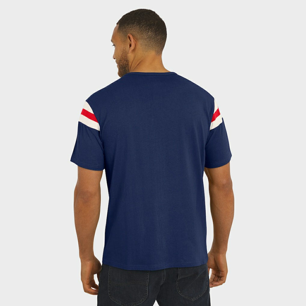 Darius Rucker Collection Distressed Throwback Shoulder Stripe T-Shirt - New York Giants