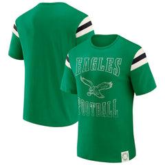 Darius Rucker Collection Distressed Throwback Shoulder Stripe T-Shirt - Philadelphia Eagles