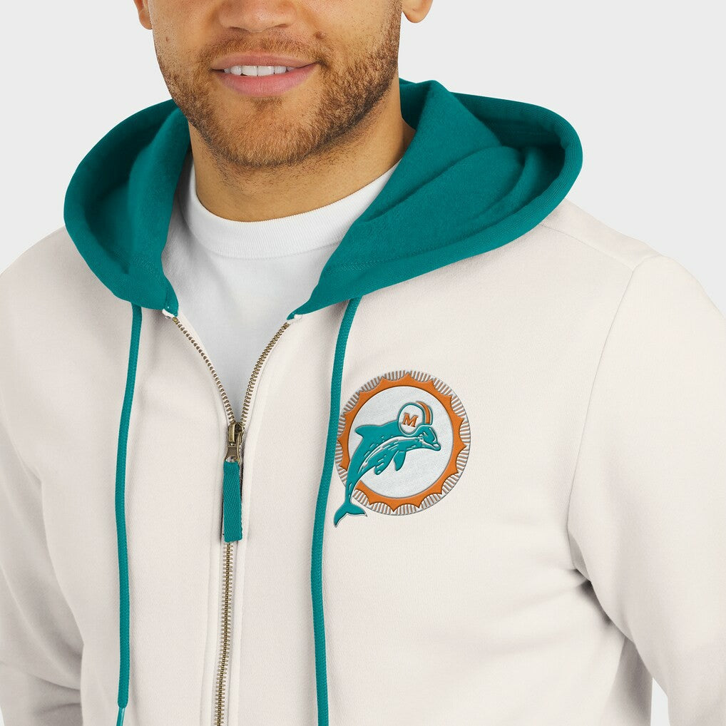 Darius Rucker Collection Distressed Graphics Full-Zip Hoodie - Miami Dolphins