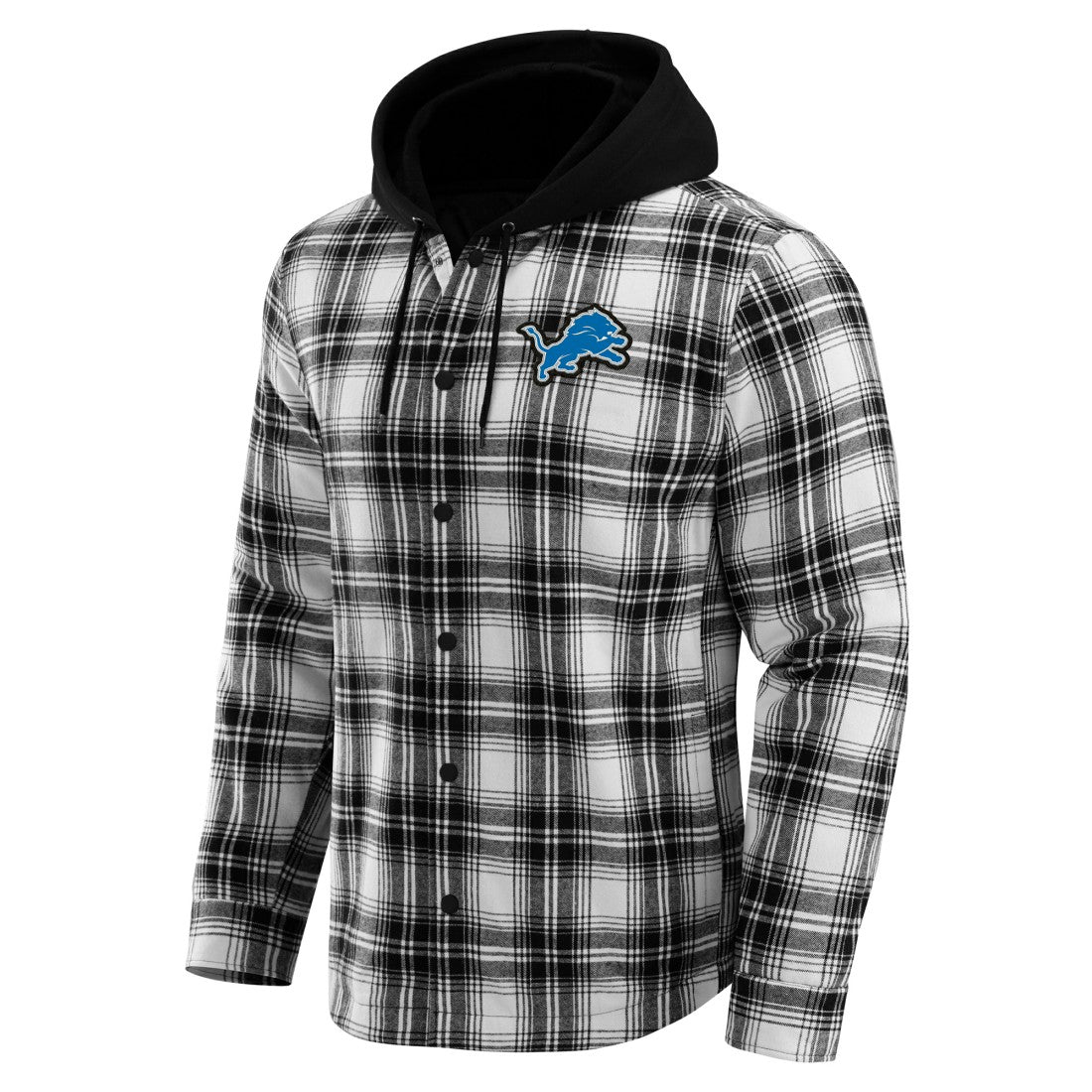NFL x Darius Rucker Collection Plaid Flannel Quilted Full-Snap Hooded Shacket - Detroit Lions