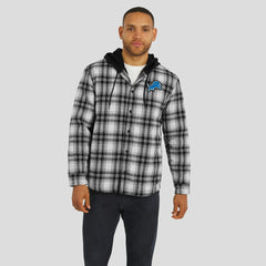 NFL x Darius Rucker Collection Plaid Flannel Quilted Full-Snap Hooded Shacket - Detroit Lions