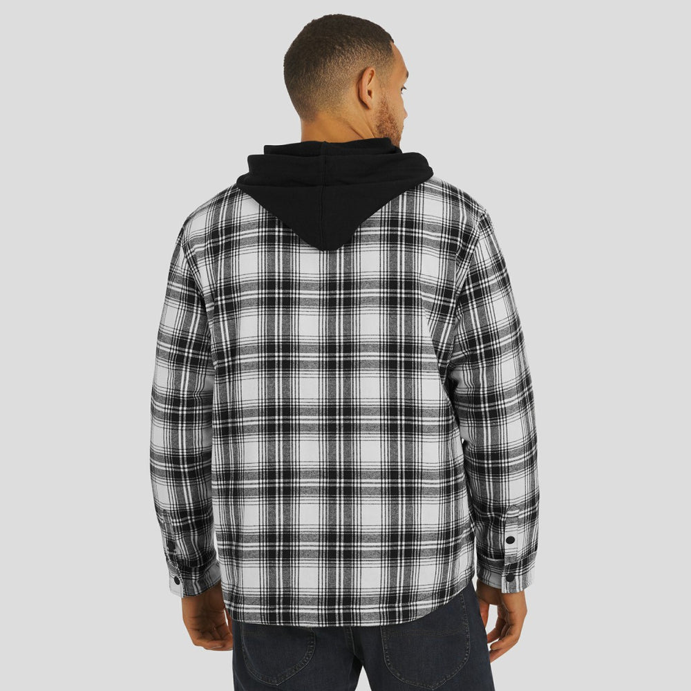 NFL x Darius Rucker Collection Plaid Flannel Quilted Full-Snap Hooded Shacket - Detroit Lions