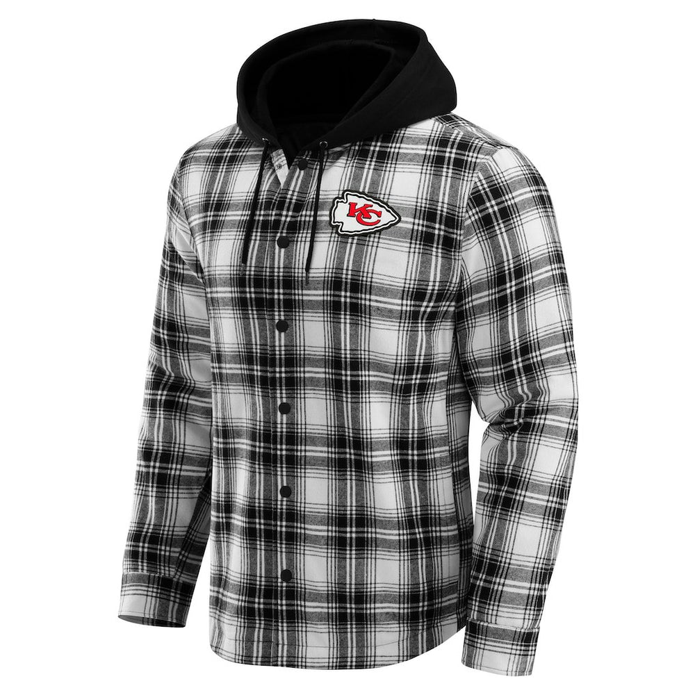 NFL x Darius Rucker Collection Plaid Flannel Quilted Full-Snap Hooded Shacket - Kansas City Chiefs