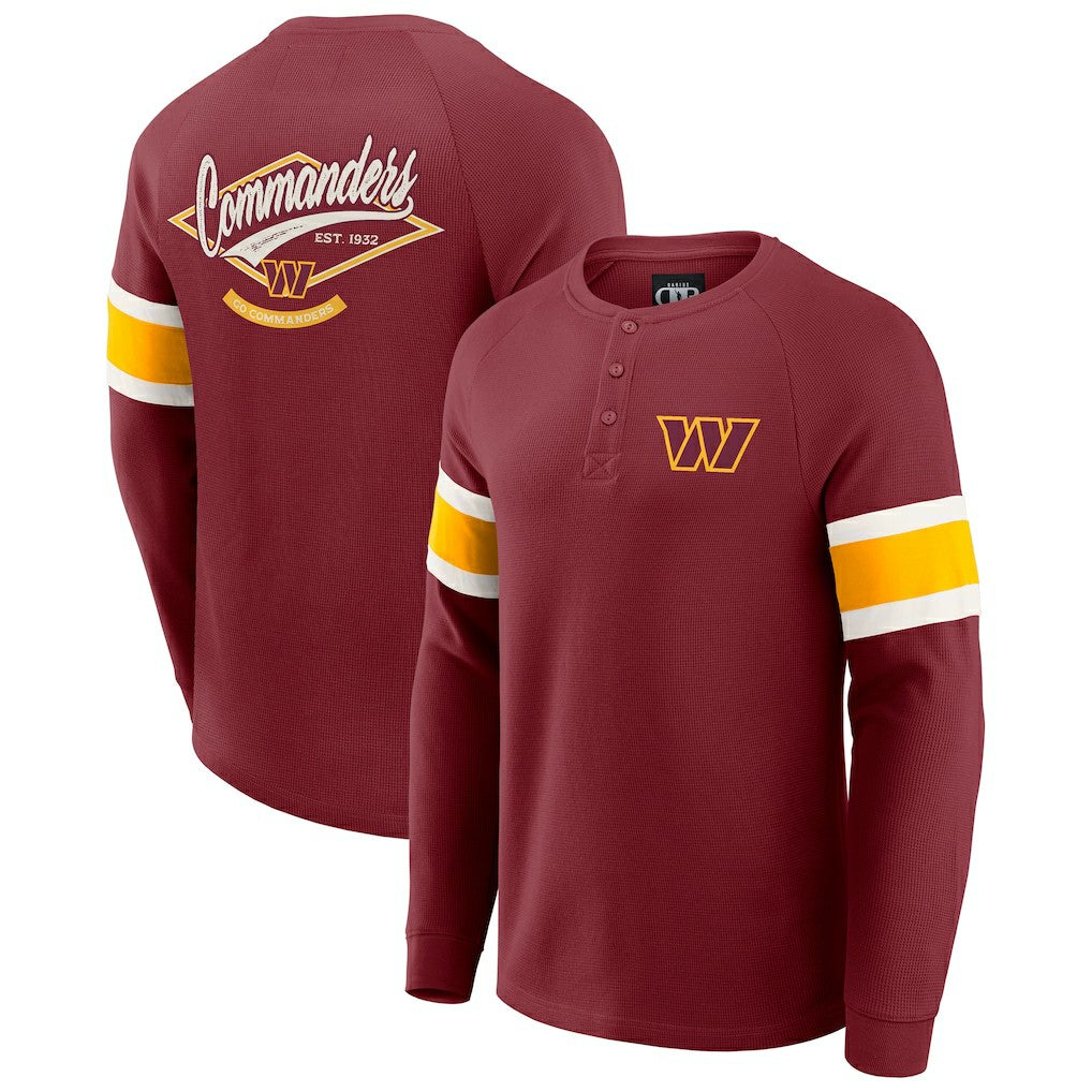 Darius Rucker Collection Waffle-Knit Raglan Long Sleeve Henley T-Shirt - Washington Commanders