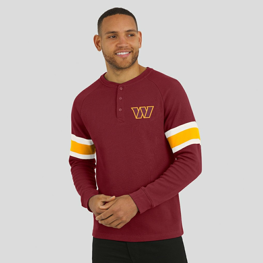 Darius Rucker Collection Waffle-Knit Raglan Long Sleeve Henley T-Shirt - Washington Commanders
