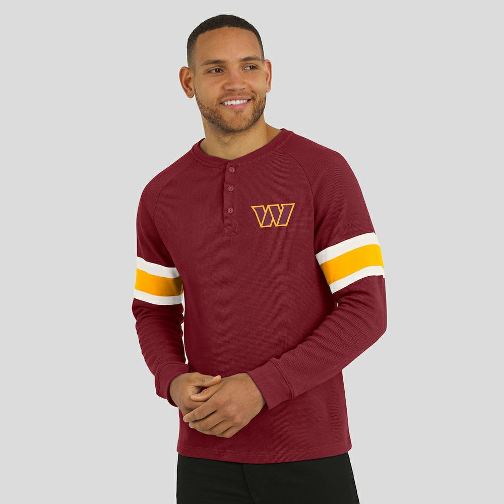 Darius Rucker Collection Waffle-Knit Raglan Long Sleeve Henley T-Shirt - Washington Commanders