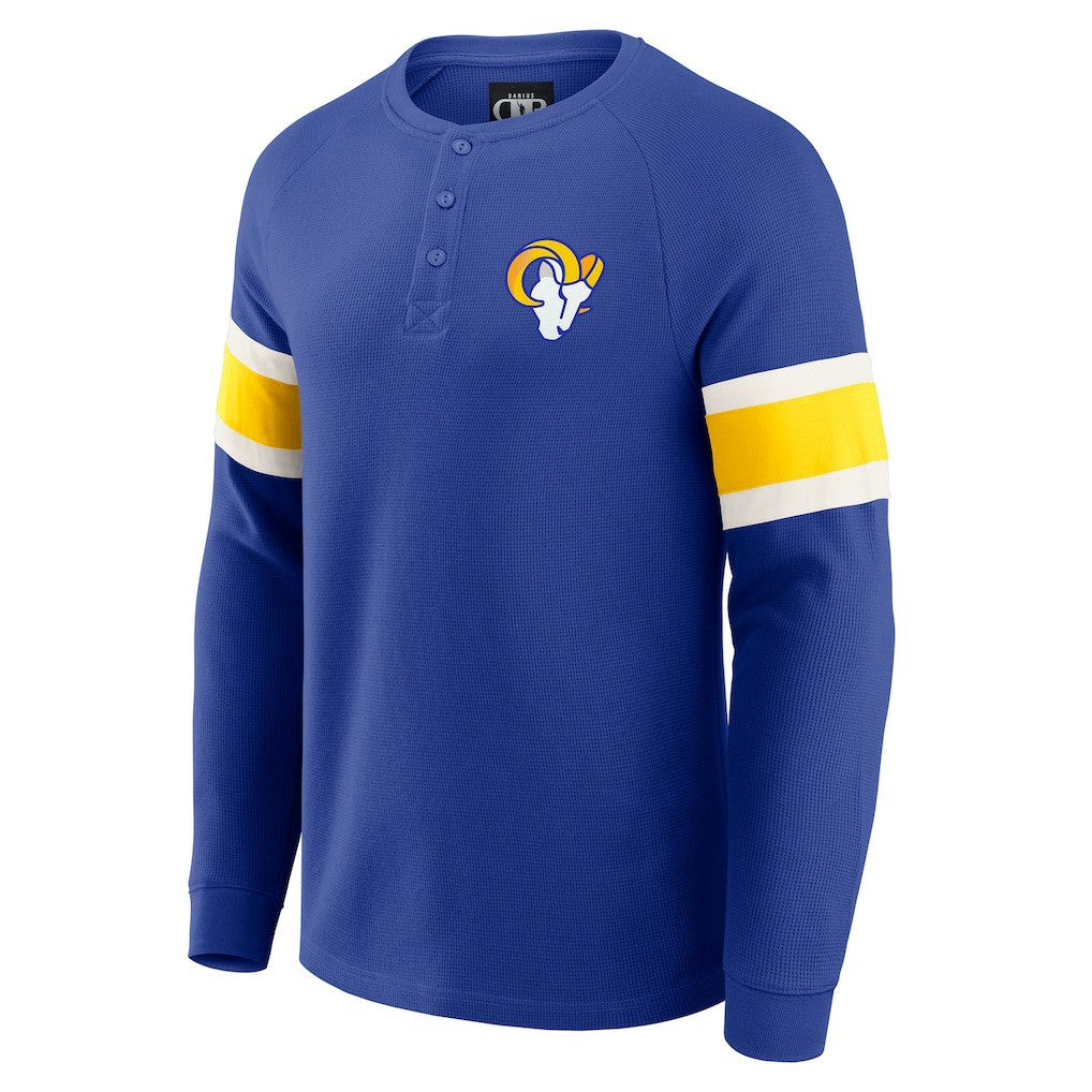 Darius Rucker Collection Waffle-Knit Raglan Long Sleeve Henley T-Shirt - Los Angeles Rams