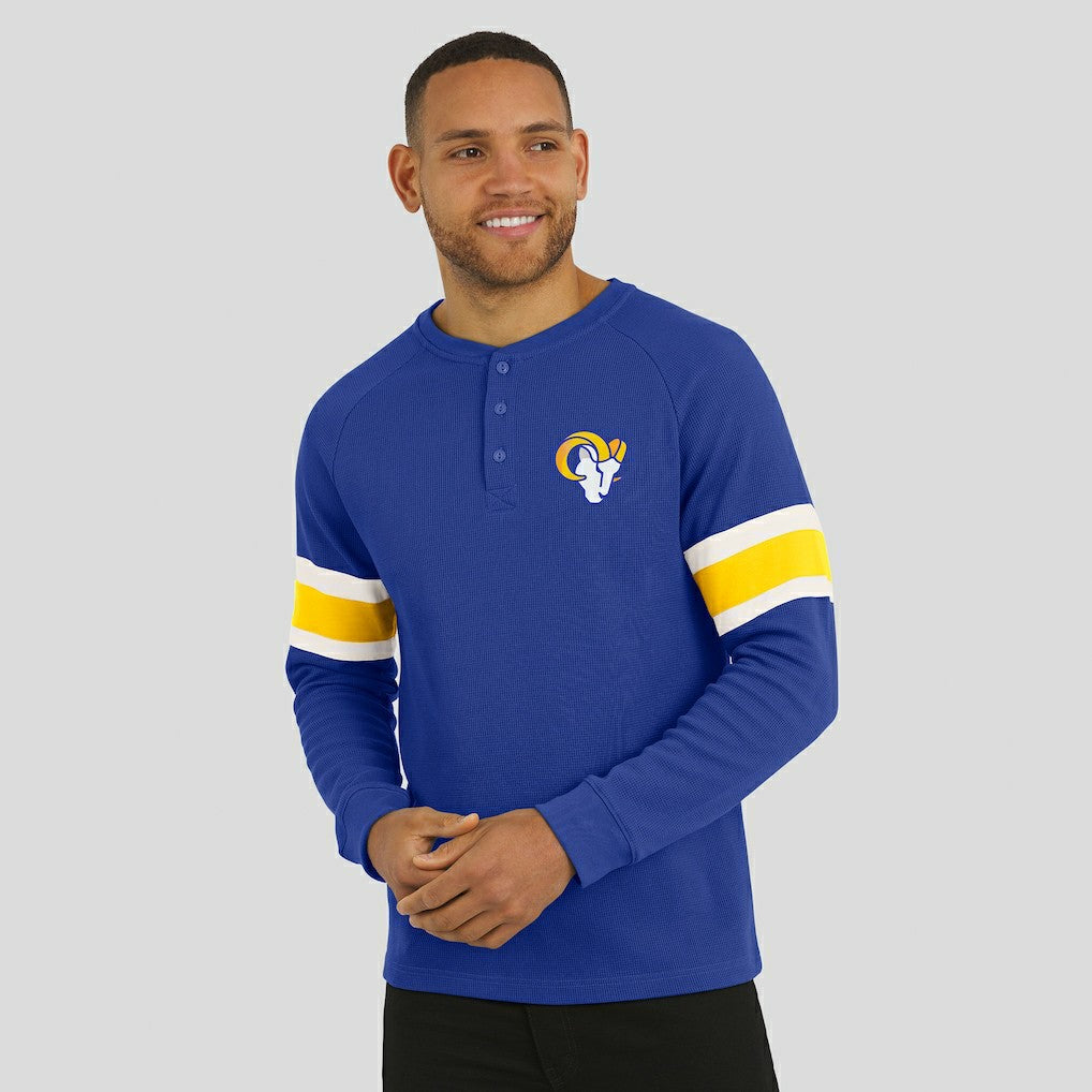 Darius Rucker Collection Waffle-Knit Raglan Long Sleeve Henley T-Shirt - Los Angeles Rams