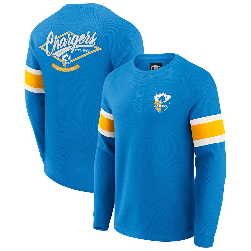 Darius Rucker Collection Waffle-Knit Raglan Long Sleeve Henley T-Shirt - Los Angeles Chargers