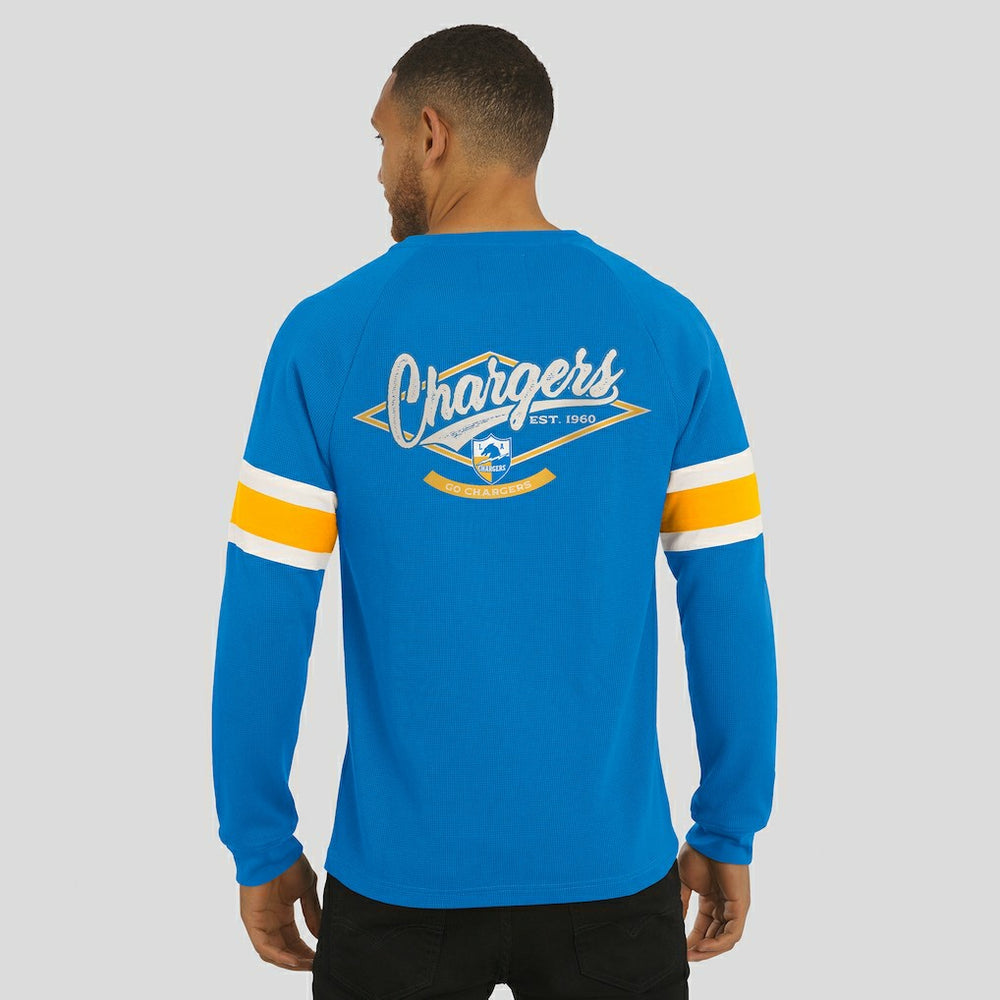 Darius Rucker Collection Waffle-Knit Raglan Long Sleeve Henley T-Shirt - Los Angeles Chargers