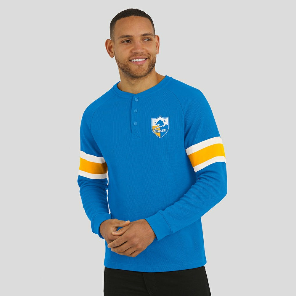 Darius Rucker Collection Waffle-Knit Raglan Long Sleeve Henley T-Shirt - Los Angeles Chargers