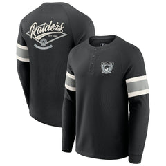 Darius Rucker Collection Waffle-Knit Raglan Long Sleeve Henley T-Shirt - Las Vegas Raiders