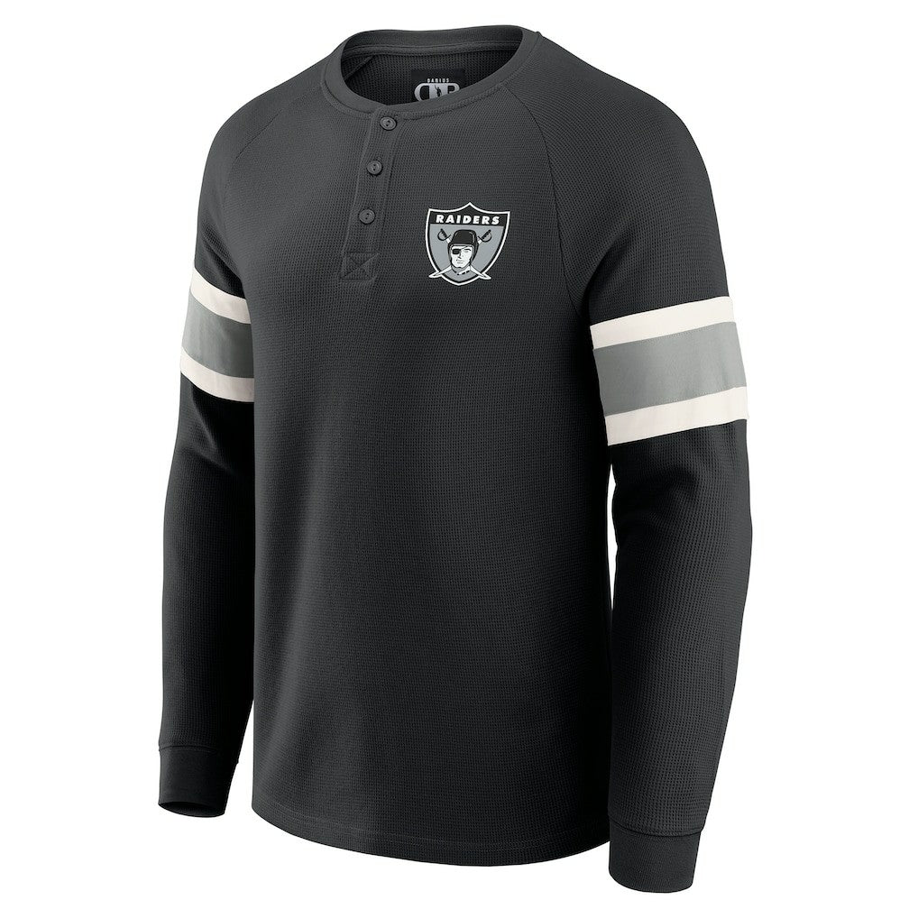 Darius Rucker Collection Waffle-Knit Raglan Long Sleeve Henley T-Shirt - Las Vegas Raiders