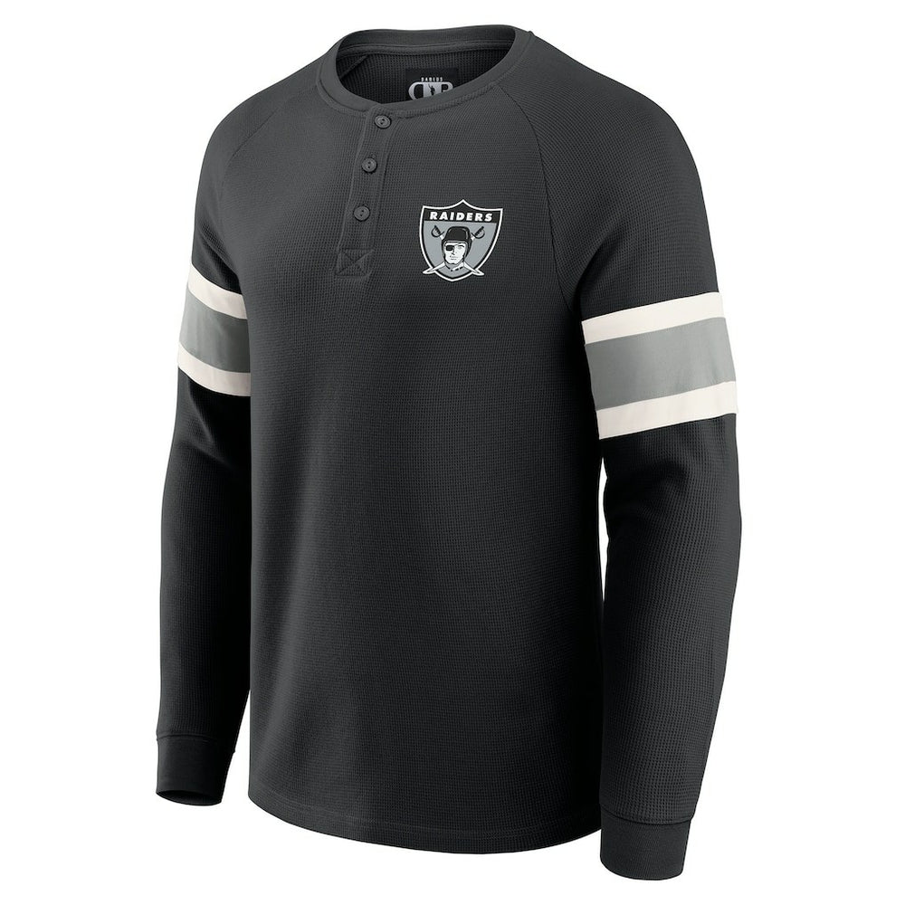 Darius Rucker Collection Waffle-Knit Raglan Long Sleeve Henley T-Shirt - Las Vegas Raiders