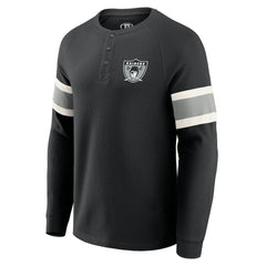 Darius Rucker Collection Waffle-Knit Raglan Long Sleeve Henley T-Shirt - Las Vegas Raiders