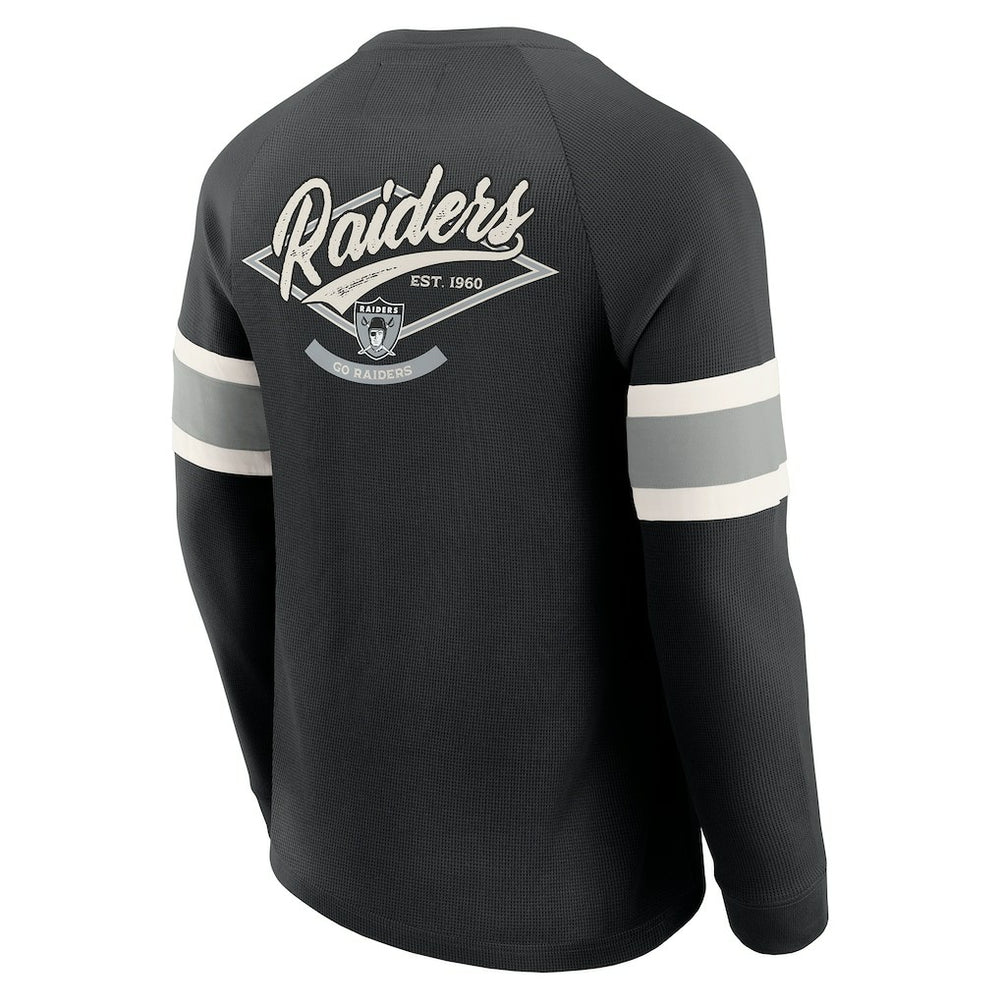 Darius Rucker Collection Waffle-Knit Raglan Long Sleeve Henley T-Shirt - Las Vegas Raiders