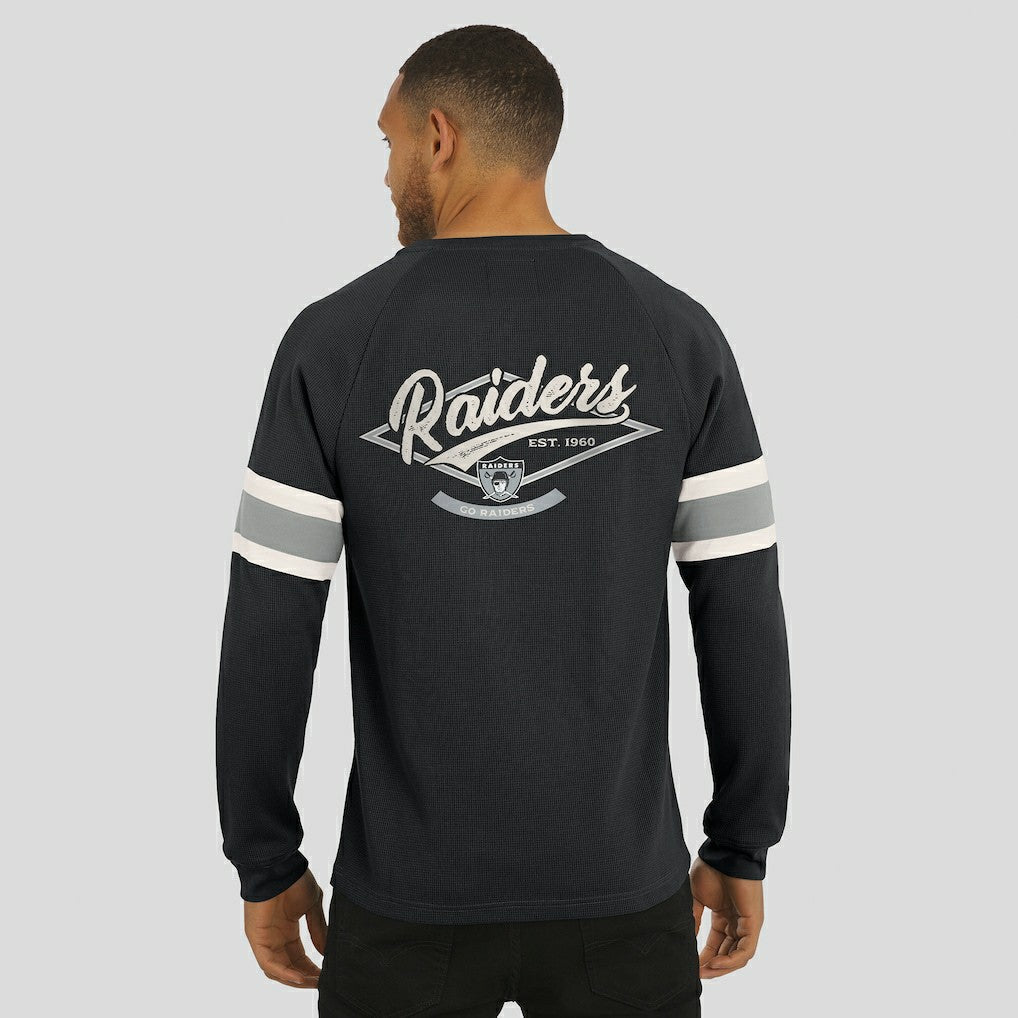 Darius Rucker Collection Waffle-Knit Raglan Long Sleeve Henley T-Shirt - Las Vegas Raiders